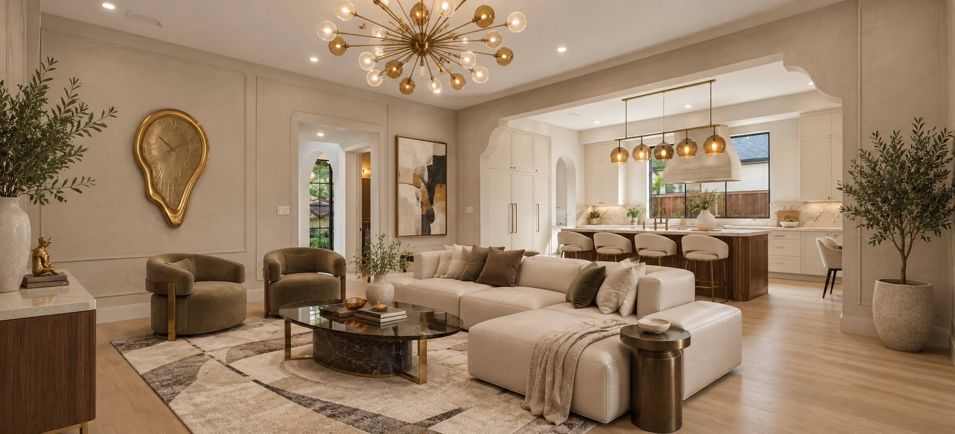 Staged living room in a Dallas-Fort Worth home